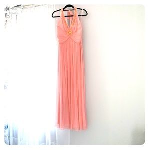 BCBGMAXAZRIA Halter Baby Pink Evening Dress
